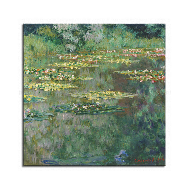 Field Lotus Pond Wall Decor for Girls Bedroom in Green, Multiple Sizes Available Clearhalo 'Arts' 'Canvas Art' 1728593