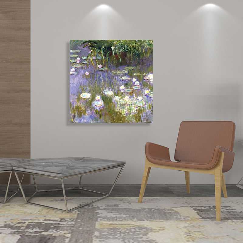 Field Lotus Pond Wall Decor for Girls Bedroom in Green, Multiple Sizes Available Purple Clearhalo 'Arts' 'Canvas Art' 1728602