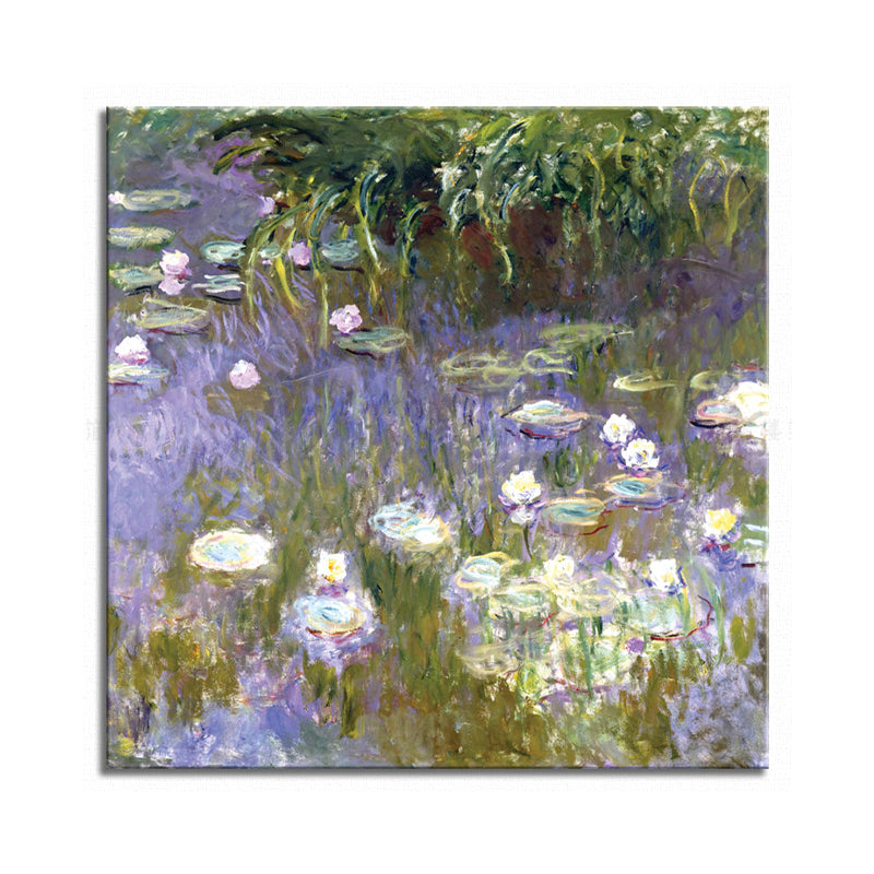 Field Lotus Pond Wall Decor for Girls Bedroom in Green, Multiple Sizes Available Clearhalo 'Arts' 'Canvas Art' 1728605