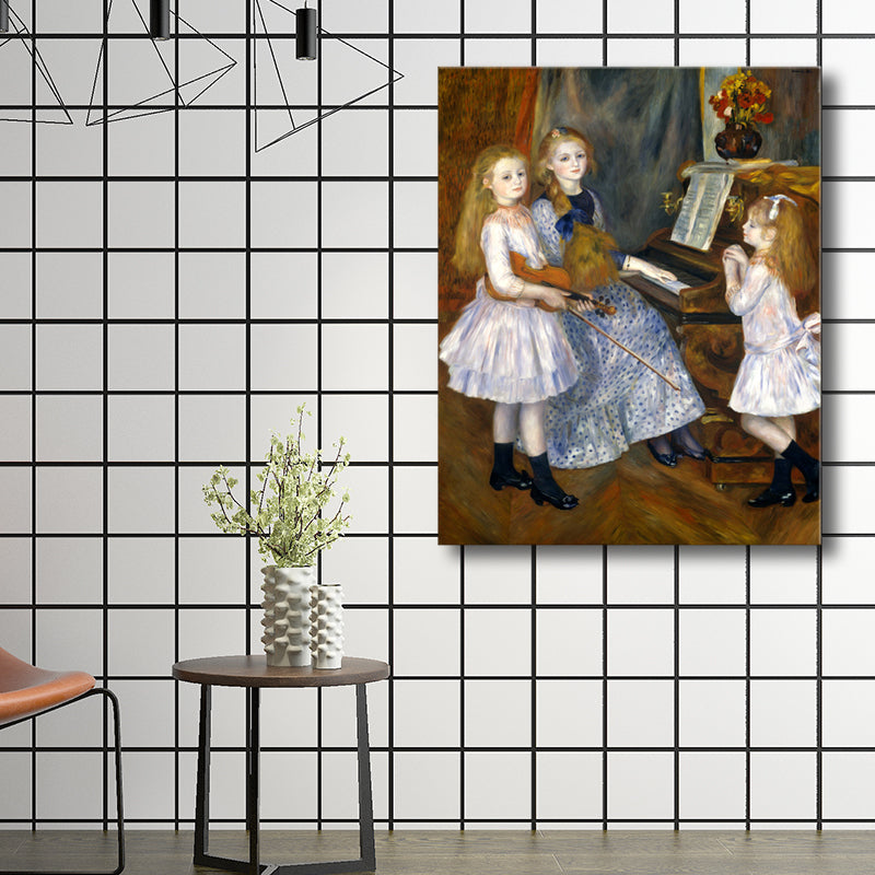 Girls and Instruments Music Painting Impressionism Canvas Wall Art, Multiple Sizes Brown Clearhalo 'Arts' 'Canvas Art' 1728613