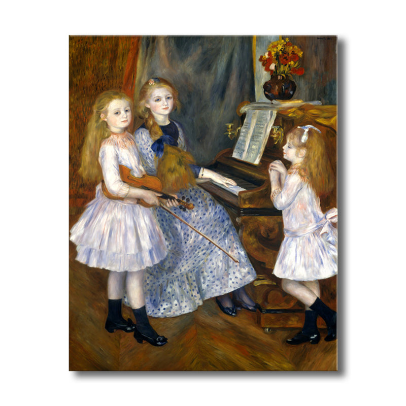 女の子と楽器音楽絵画印象派キャンバスウォールアート、複数のサイズ