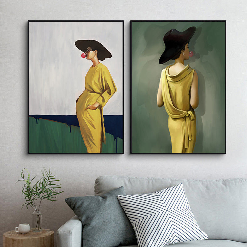 Traditional Style Graceful Women Canvas Bathroom Art in Soft Color, Multiple Sizes Clearhalo 'Art Gallery' 'Canvas Art' 'Traditional' Arts' 1728648