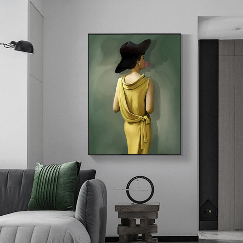 Traditional Style Graceful Women Canvas Bathroom Art in Soft Color, Multiple Sizes Dark Yellow Clearhalo 'Art Gallery' 'Canvas Art' 'Traditional' Arts' 1728655