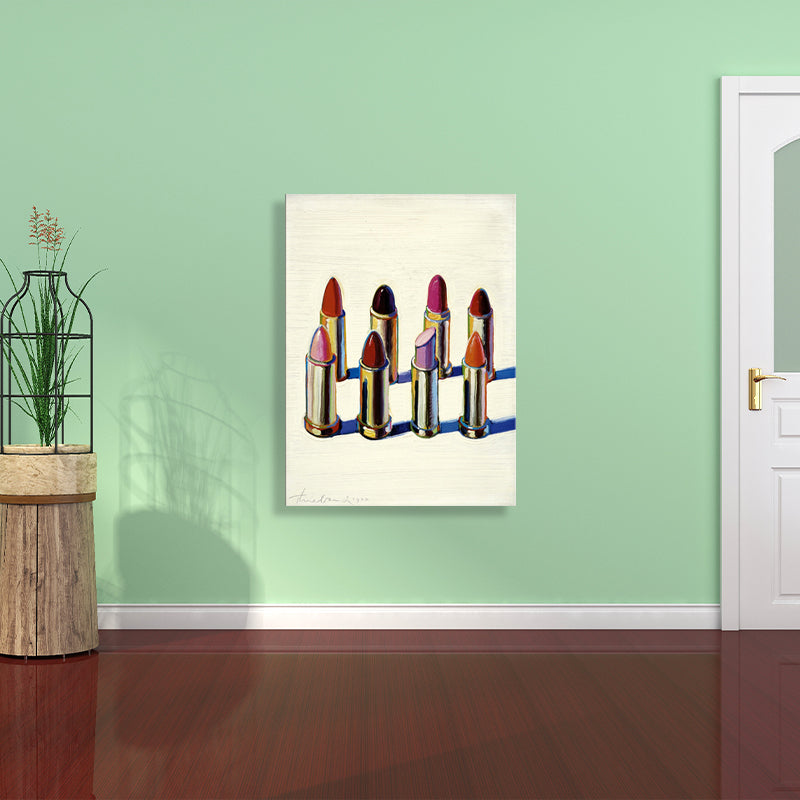 Lipstick of Different Colors Painting in Red Traditional Wall Decor for Dining Room Red Clearhalo 'Art Gallery' 'Canvas Art' 'Traditional' Arts' 1728694