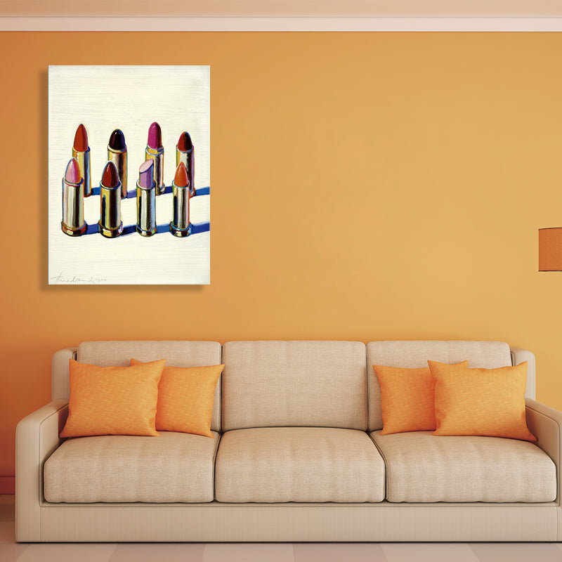 Lipstick of Different Colors Painting in Red Traditional Wall Decor for Dining Room Clearhalo 'Art Gallery' 'Canvas Art' 'Traditional' Arts' 1728696