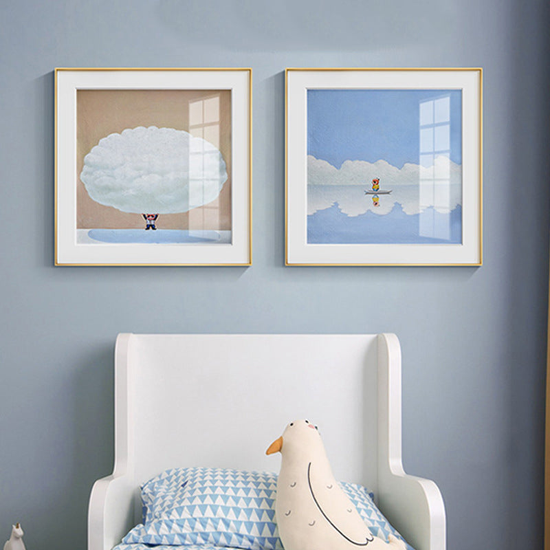 Illustration Painting Kids Style Canvas Cartoon Character in Soft Color, Multiple Sizes Clearhalo 'Art Gallery' 'Canvas Art' 'Kids' Arts' 1728724