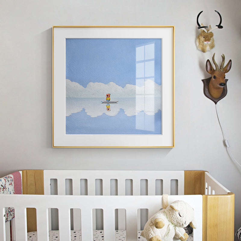 Illustration Painting Kids Style Canvas Cartoon Character in Soft Color, Multiple Sizes Blue Clearhalo 'Art Gallery' 'Canvas Art' 'Kids' Arts' 1728726