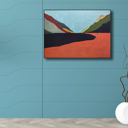 Mount Landscape Canvas in Pastel Color Modern Style Wall Art Decor for Dining Room Orange Clearhalo 'Art Gallery' 'Canvas Art' 'Contemporary Art Gallery' 'Modern' Arts' 1728735