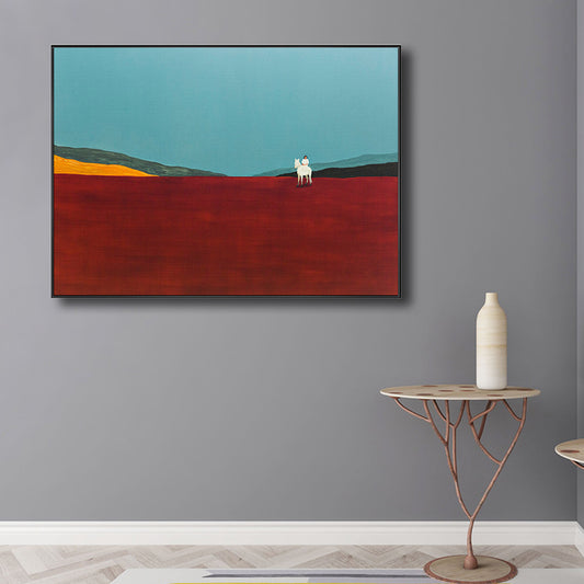 Mount Landscape Canvas in Pastel Color Modern Style Wall Art Decor for Dining Room Red Clearhalo 'Art Gallery' 'Canvas Art' 'Contemporary Art Gallery' 'Modern' Arts' 1728742