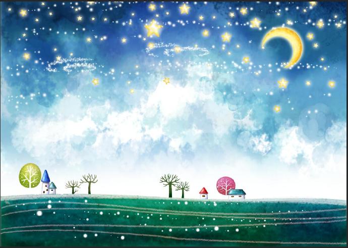 Moon and Stars Mural Decal Kid's Style Non-Woven Textured Wall Covering in Soft Color White Clearhalo 'Wall Decor' 'Wall Mural' 1729334