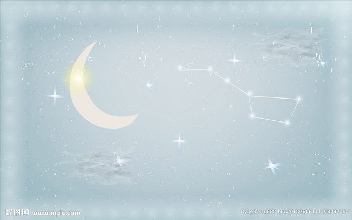 Moon and Stars Mural Decal Kid's Style Non-Woven Textured Wall Covering in Soft Color Light Blue Clearhalo 'Wall Decor' 'Wall Mural' 1729336