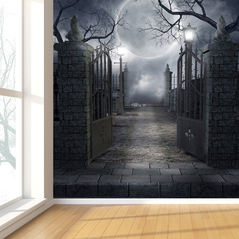 Bright Moon Scene Mural Wallpaper Contemporary Style Non-Woven Material Wall Covering Clearhalo 'Wall Decor' 'Wall Mural' 1729372