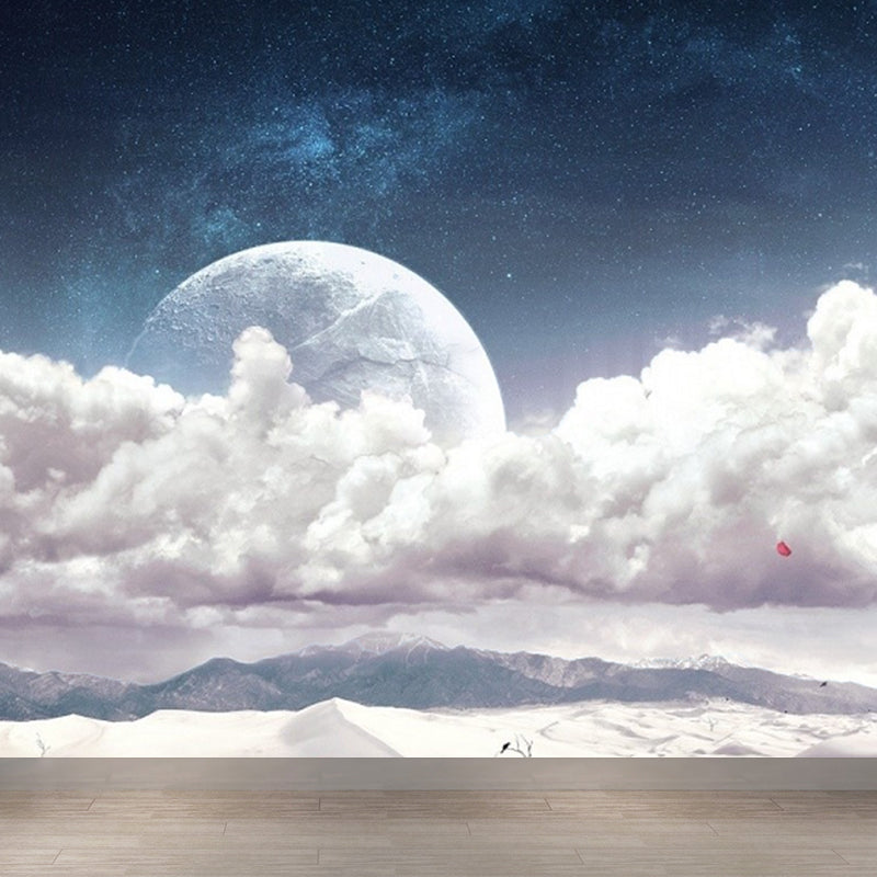 Full Moon Mural Decal Modern Decorative Living Room Wall Covering, Custom Printed Clearhalo 'Wall Decor' 'Wall Mural' 1729386