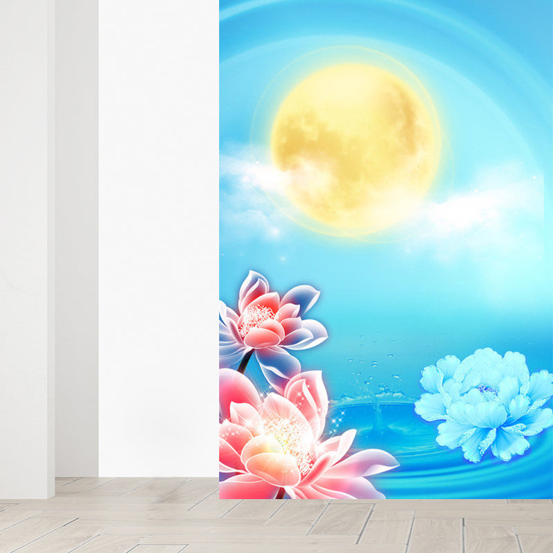 Full Moon Mural Decal Modern Decorative Living Room Wall Covering, Custom Printed Clearhalo 'Wall Decor' 'Wall Mural' 1729397