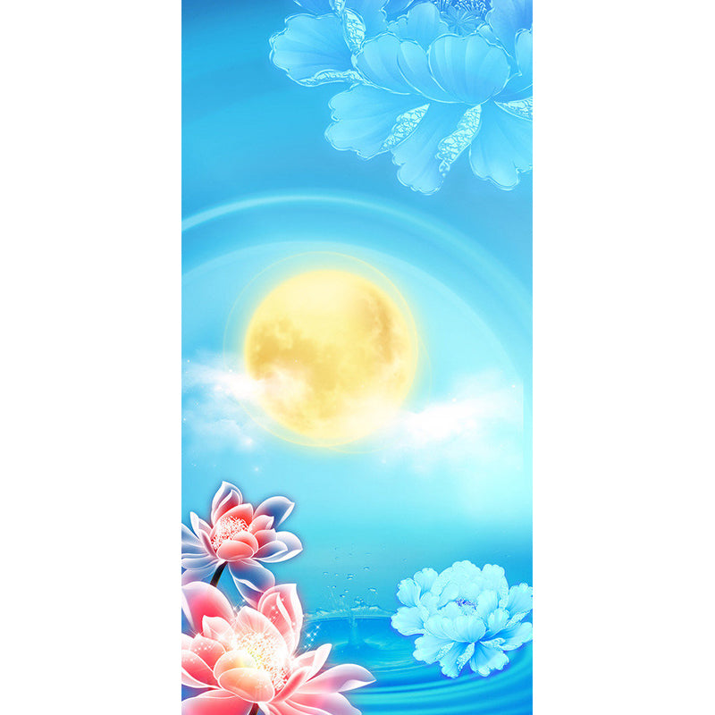 Full Moon Mural Decal Modern Decorative Living Room Wall Covering, Custom Printed Clearhalo 'Wall Decor' 'Wall Mural' 1729398