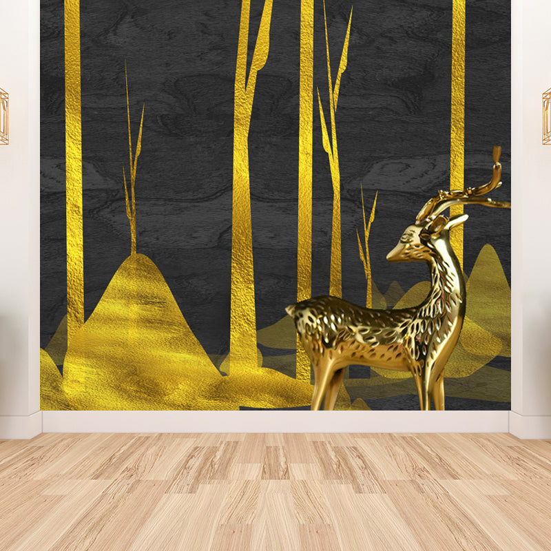 Full Moon Mural Decal Modern Decorative Living Room Wall Covering, Custom Printed Gold Clearhalo 'Wall Decor' 'Wall Mural' 1729405