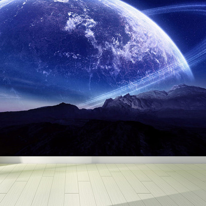 Magical Planet Mural Wallpaper Pastel Color Modern Wall Covering for Girls Bedroom Purple Clearhalo 'Wall Decor' 'Wall Mural' 1729420