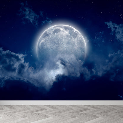 Magical Planet Mural Wallpaper Pastel Color Modern Wall Covering for Girls Bedroom Dark Blue Clearhalo 'Wall Decor' 'Wall Mural' 1729430