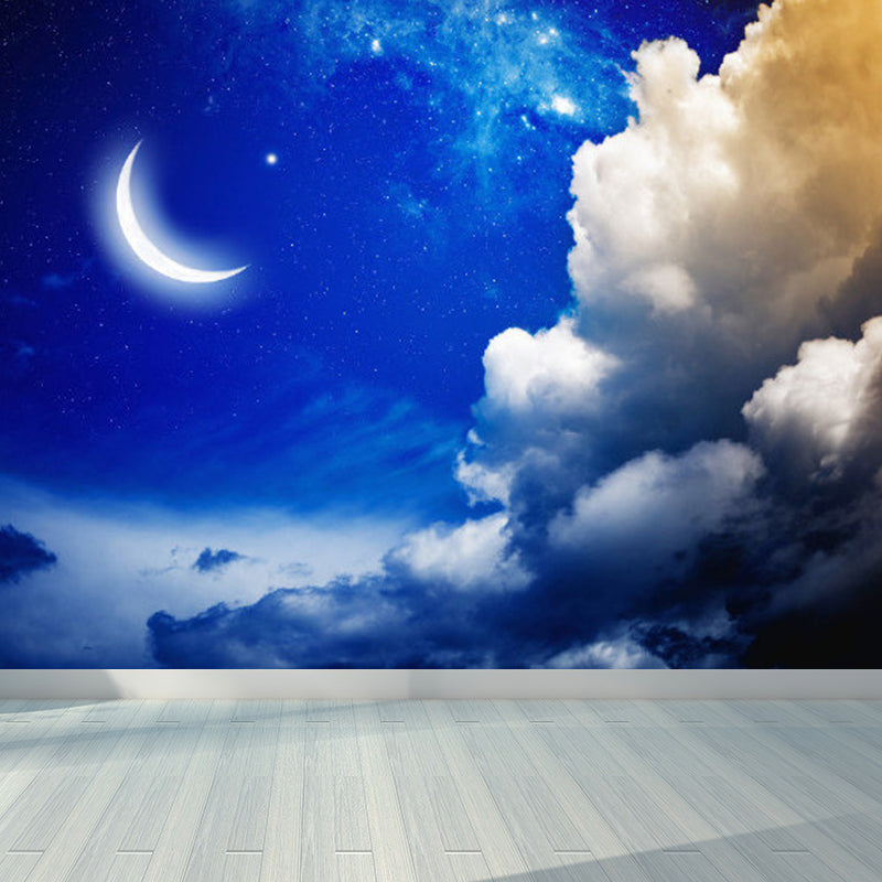 Modern Style Lunar Mural Decal Light Color Waterproofing Wall Decor for Dining Room Dark Blue Clearhalo 'Wall Decor' 'Wall Mural' 1729435