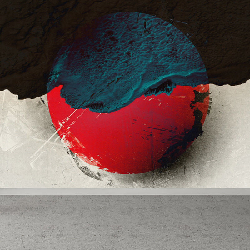 Modern Style Lunar Mural Decal Light Color Waterproofing Wall Decor for Dining Room Red Clearhalo 'Wall Decor' 'Wall Mural' 1729440