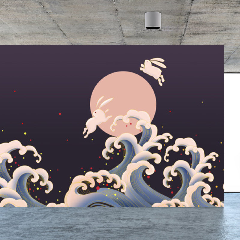 Contemporary Style Luna-Glob Mural Wallpaper Soft Color Outer Space Wall Covering Clearhalo 'Wall Decor' 'Wall Mural' 1729462
