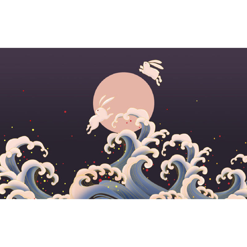 Contemporary Style Luna-Glob Mural Wallpaper Soft Color Outer Space Wall Covering Clearhalo 'Wall Decor' 'Wall Mural' 1729463