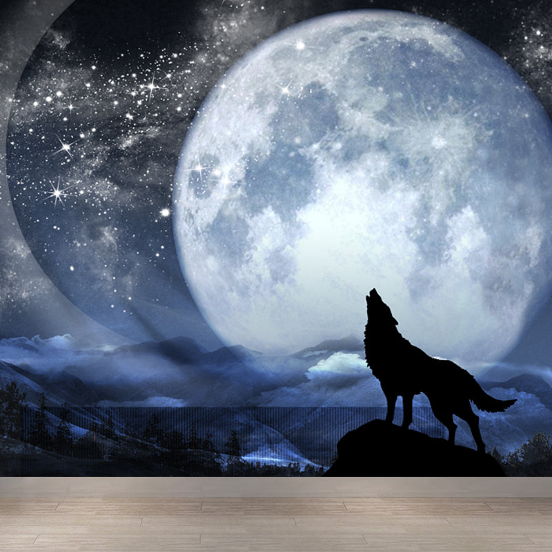 Contemporary Style Luna-Glob Mural Wallpaper Soft Color Outer Space Wall Covering Clearhalo 'Wall Decor' 'Wall Mural' 1729477