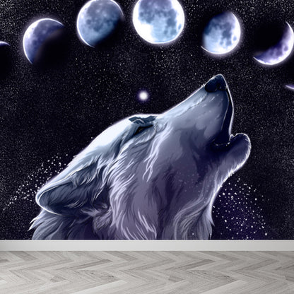 Modern Style Boys Mural Wallpaper Giant Planet Pattern Pastel Color Wall Covering Grey Clearhalo 'Wall Decor' 'Wall Mural' 1729485