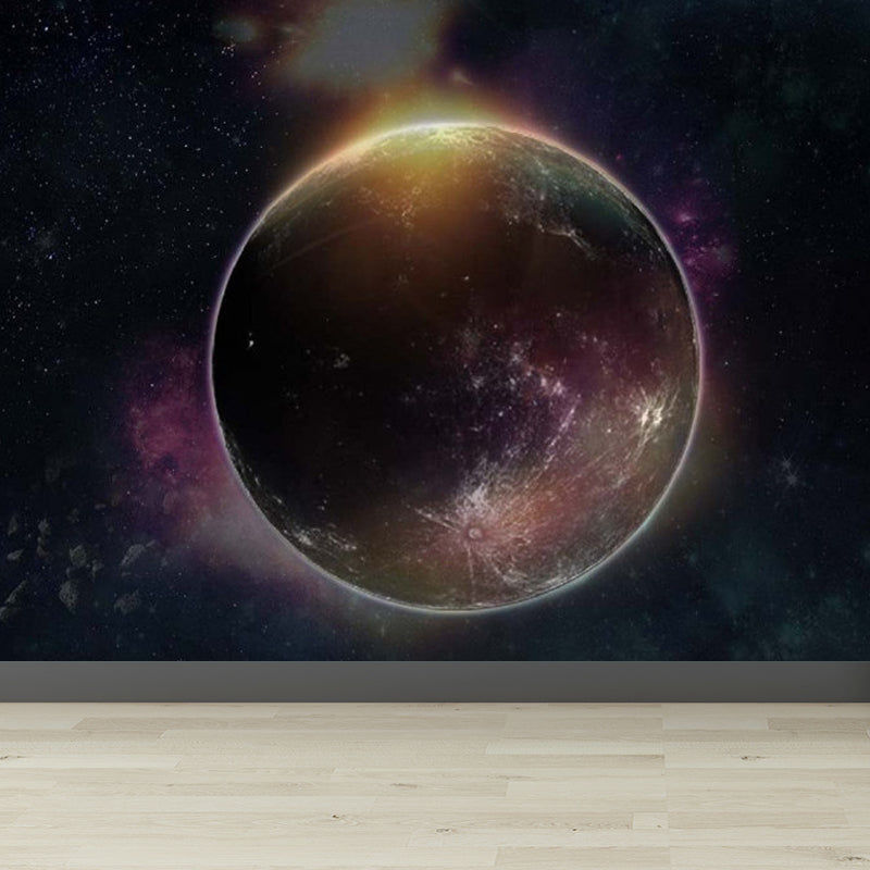 Modern Style Boys Mural Wallpaper Giant Planet Pattern Pastel Color Wall Covering Beige Clearhalo 'Wall Decor' 'Wall Mural' 1729490