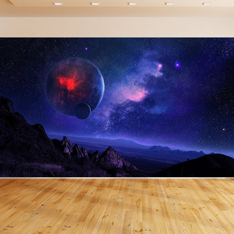 Modern Style Boys Mural Wallpaper Giant Planet Pattern Pastel Color Wall Covering Clearhalo 'Wall Decor' 'Wall Mural' 1729501