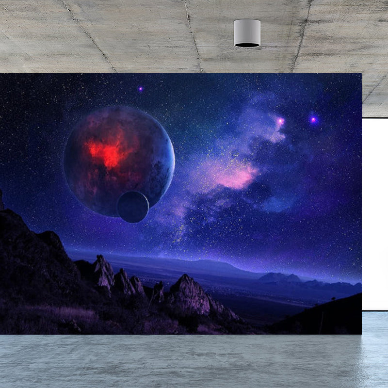 Modern Style Boys Mural Wallpaper Giant Planet Pattern Pastel Color Wall Covering Clearhalo 'Wall Decor' 'Wall Mural' 1729502