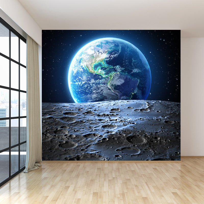 Modern Style Boys Mural Wallpaper Giant Planet Pattern Pastel Color Wall Covering Blue Clearhalo 'Wall Decor' 'Wall Mural' 1729505