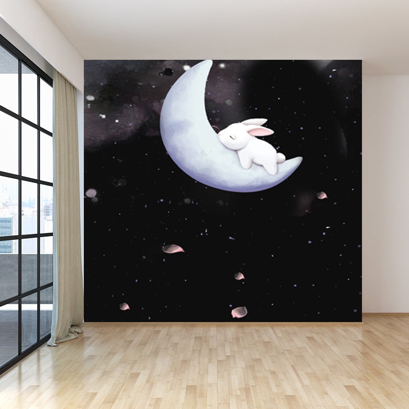 Modern Planet Wall Mural Non-Woven Stain Resistant Soft Color Wall Art for Living Room White Clearhalo 'Wall Decor' 'Wall Mural' 1729510