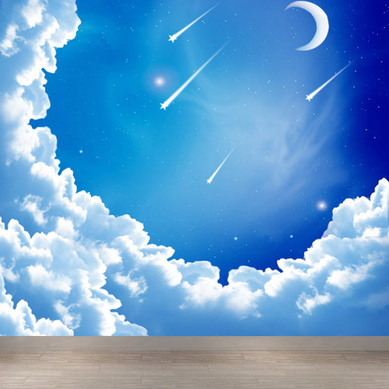 Modern Planet Wall Mural Non-Woven Stain Resistant Soft Color Wall Art for Living Room Blue Clearhalo 'Wall Decor' 'Wall Mural' 1729515