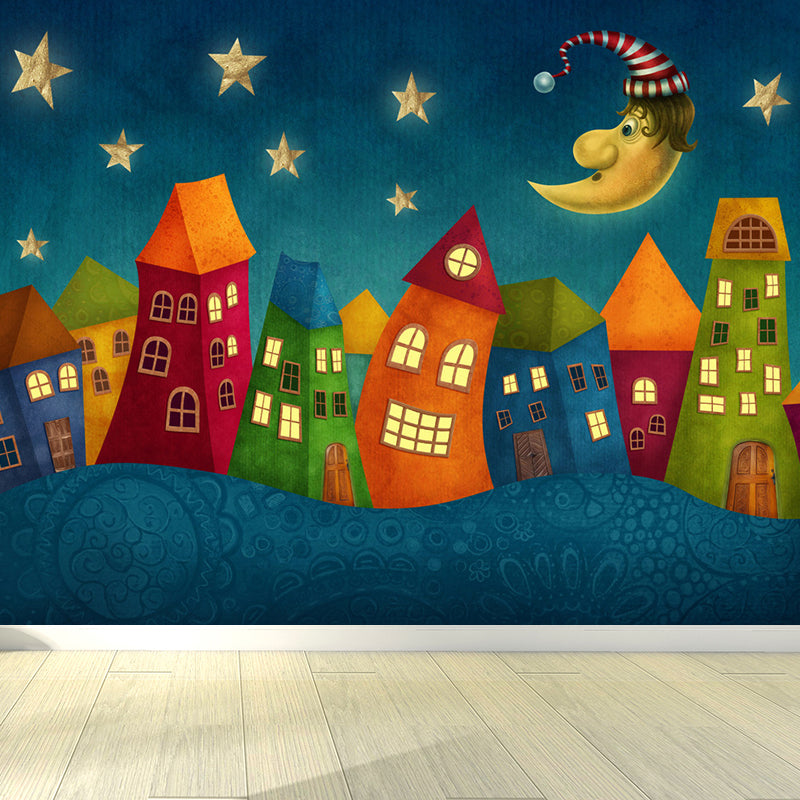 Modern Planet Wall Mural Non-Woven Stain Resistant Soft Color Wall Art for Living Room Orange Clearhalo 'Wall Decor' 'Wall Mural' 1729530