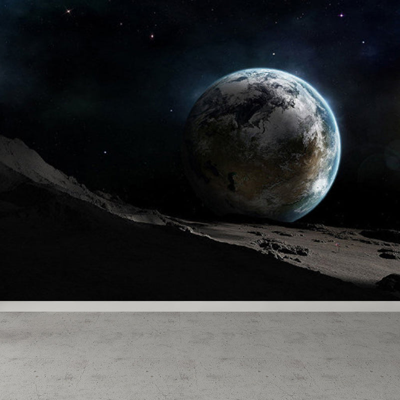 Pastel Color Planet View Mural for Decoration Contemporary Living Room Wall Decor Clearhalo 'Wall Decor' 'Wall Mural' 1729542