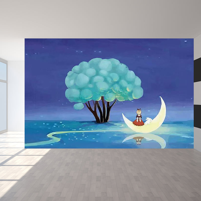 Pastel Color Planet View Mural for Decoration Contemporary Living Room Wall Decor Clearhalo 'Wall Decor' 'Wall Mural' 1729551