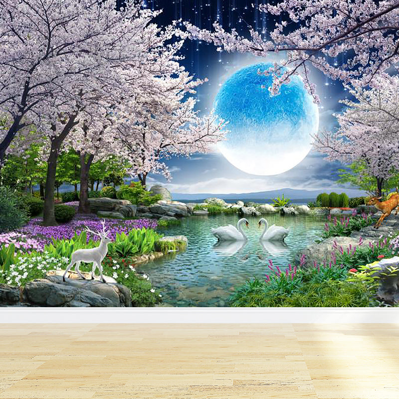 Pastel Color Planet View Mural for Decoration Contemporary Living Room Wall Decor Clearhalo 'Wall Decor' 'Wall Mural' 1729556