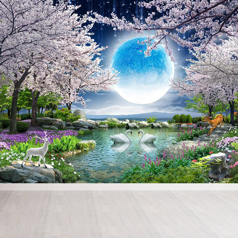 Pastel Color Planet View Mural for Decoration Contemporary Living Room Wall Decor Clearhalo 'Wall Decor' 'Wall Mural' 1729557
