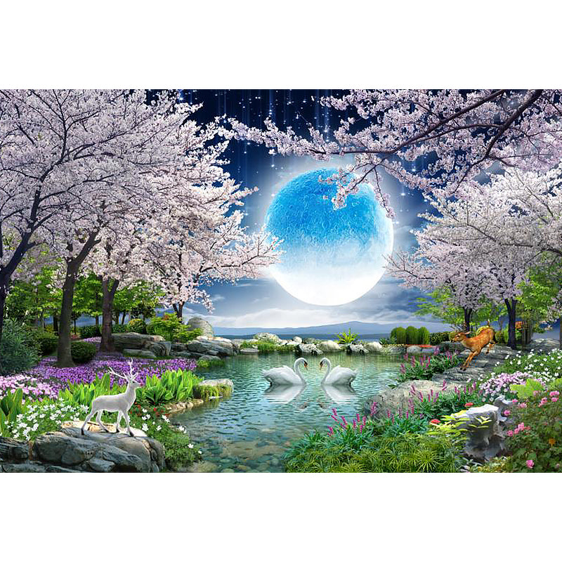 Pastel Color Planet View Mural for Decoration Contemporary Living Room Wall Decor Clearhalo 'Wall Decor' 'Wall Mural' 1729558