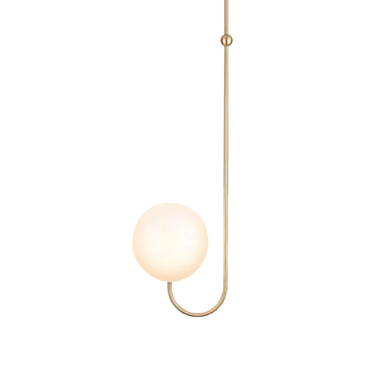 1 Bulb Bedroom Hanging Pendant Lamp with Ball White Glass Shade Contemporary Gold Suspension Light Clearhalo 'Ceiling Lights' 'Glass shade' 'Glass' 'Modern Pendants' 'Modern' 'Pendant Lights' 'Pendants' Lighting' 172972
