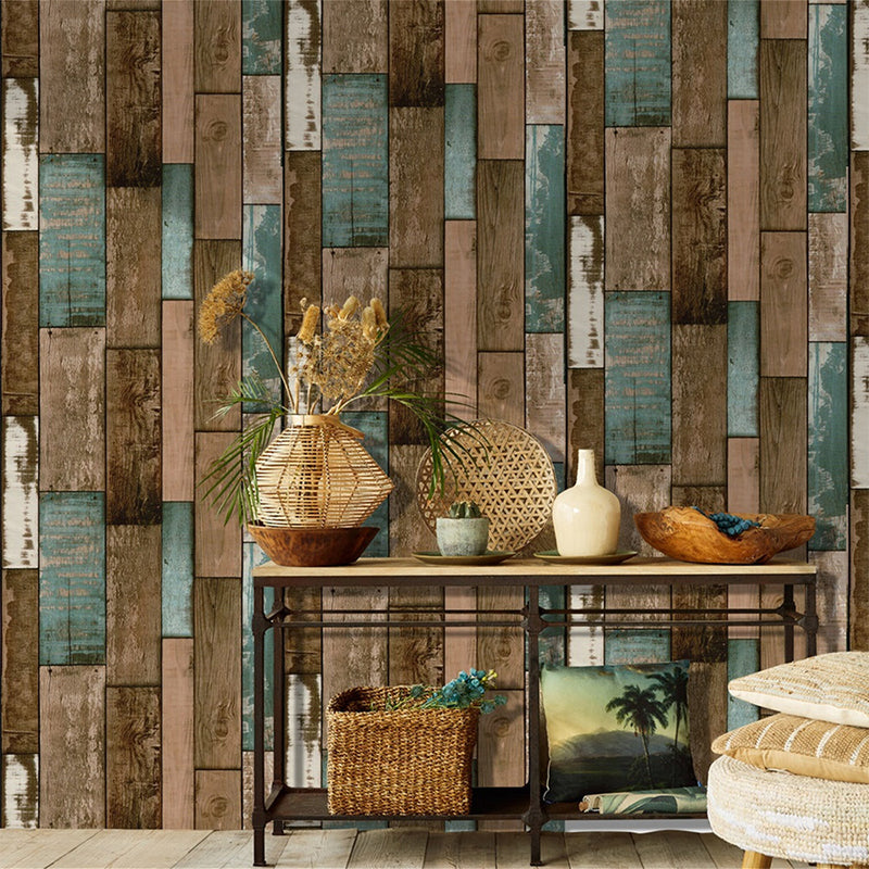 Rustic Reclaimed Wood Wallpaper Roll PVC Self-Adhesive Brown Wall Art for Dining Room Brown Clearhalo 'Country wall decor' 'Rustic' 'Wallpaper' Wall Decor' 1729949