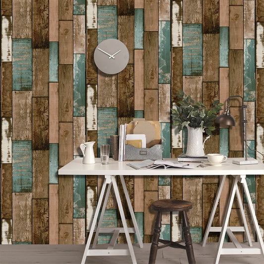 Rustic Reclaimed Wood Wallpaper Roll PVC Self-Adhesive Brown Wall Art for Dining Room Clearhalo 'Country wall decor' 'Rustic' 'Wallpaper' Wall Decor' 1729950