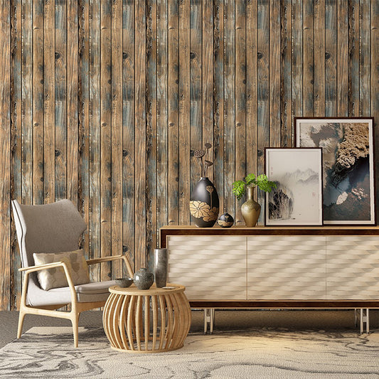 Wood Board Wallpaper Roll Brown PVC Wall Decor, Peel and Paste, 19.5' L x 17.5" W Clearhalo 'Country wall decor' 'Rustic' 'Wallpaper' Wall Decor' 1729956