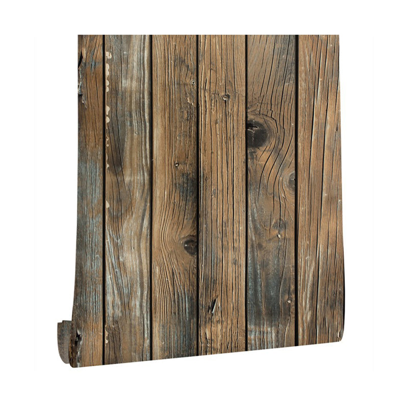 Wood Board Wallpaper Roll Brown PVC Wall Decor, Peel and Paste, 19.5' L x 17.5" W Clearhalo 'Country wall decor' 'Rustic' 'Wallpaper' Wall Decor' 1729957