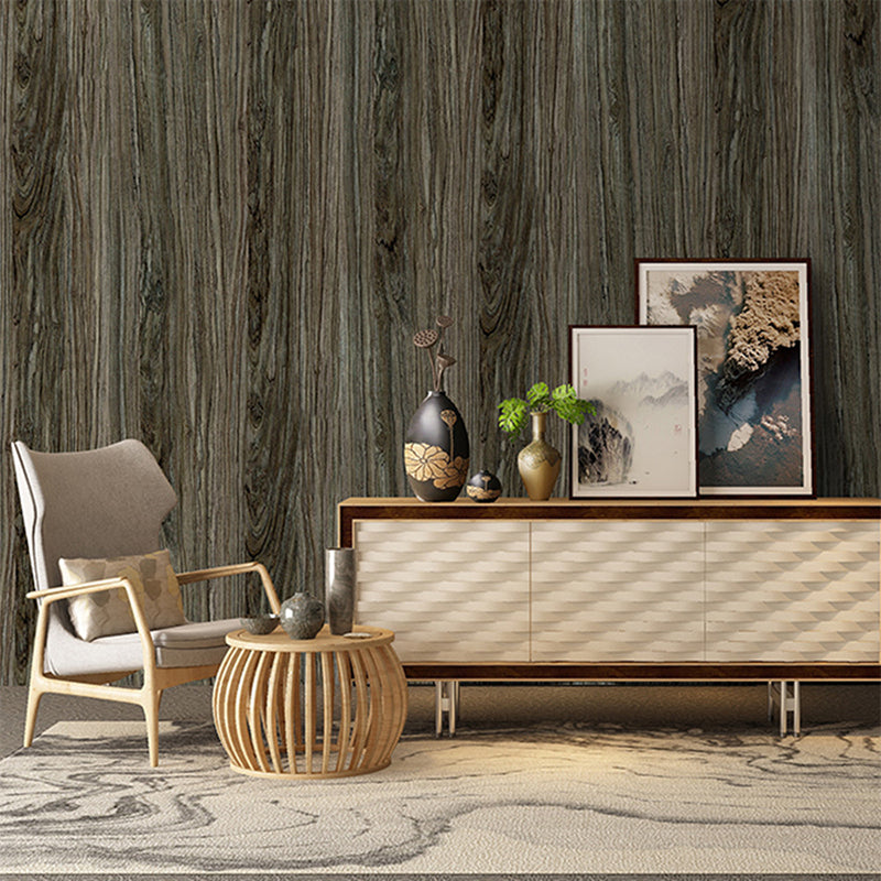 Dark Coffee Wood Look Wallpaper Peel and Paste Farmhouse Living Room Wall Covering Dark Coffee Clearhalo 'Country wall decor' 'Rustic' 'Wallpaper' Wall Decor' 1729989