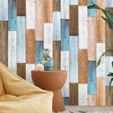 Colorful Repurposed Wood Wallpaper Apartment Construction Adhesive Wall Decor, 19.5' x 17.5" Clearhalo 'Country wall decor' 'Rustic' 'Wallpaper' Wall Decor' 1730000
