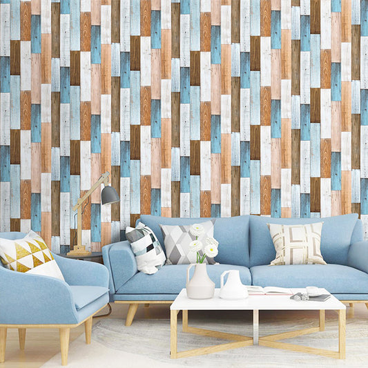 Colorful Repurposed Wood Wallpaper Apartment Construction Adhesive Wall Decor, 19.5' x 17.5" Clearhalo 'Country wall decor' 'Rustic' 'Wallpaper' Wall Decor' 1730001