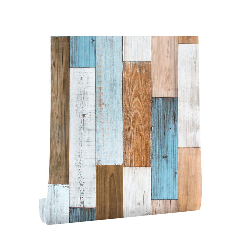 Colorful Repurposed Wood Wallpaper Apartment Construction Adhesive Wall Decor, 19.5' x 17.5" Clearhalo 'Country wall decor' 'Rustic' 'Wallpaper' Wall Decor' 1730002