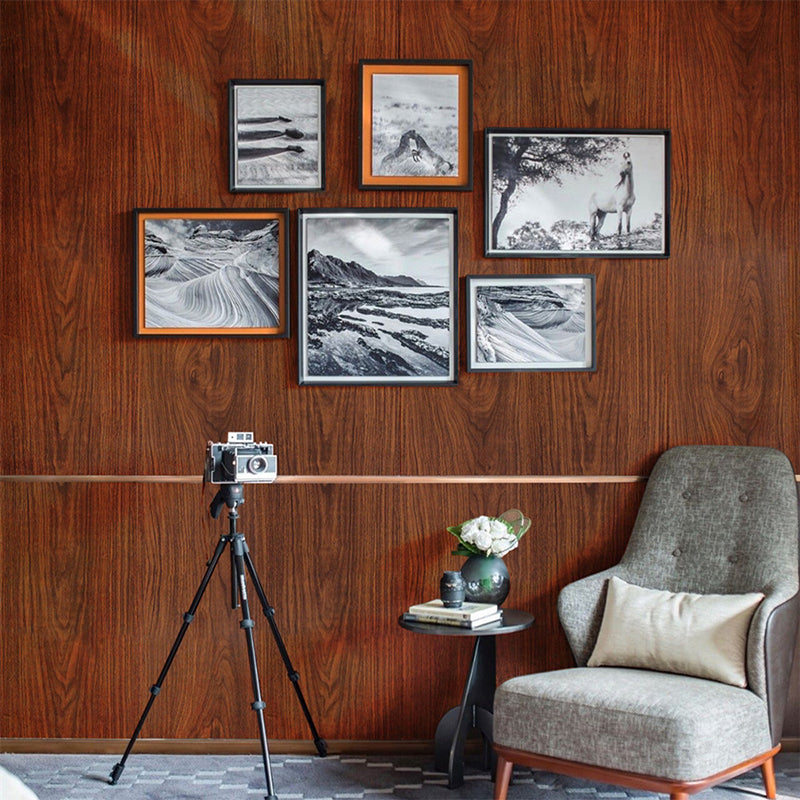 Peel Wood Grain Wallpaper Roll 10' L x 17.5" W Country Wall Covering for Accent Wall Maroon Clearhalo 'Country wall decor' 'Rustic' 'Wallpaper' Wall Decor' 1730008